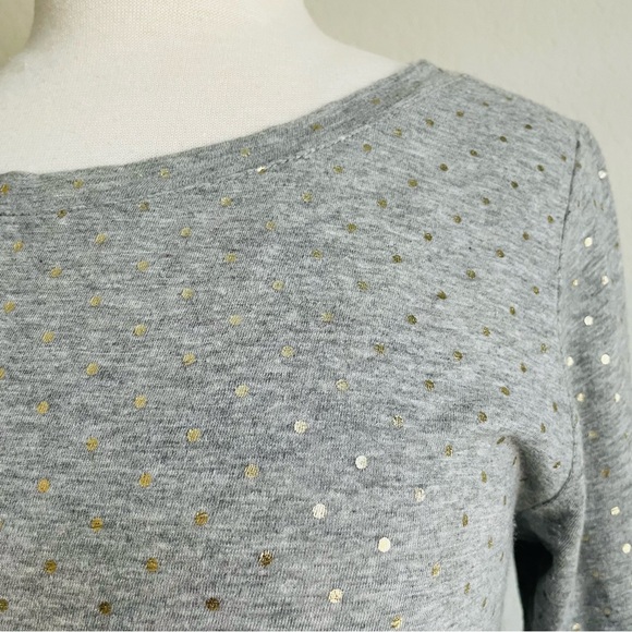 LOFT Heather Gray Gold Polka Dot Tee - Picture 3 of 8